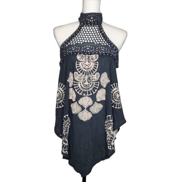Free People Mandolin Crochet High Neck Tank Top‎ Charcoal Size S - Picture 2 of 9
